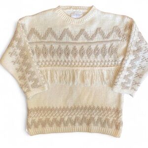 ZARA Kids Cream Patterned Boho Sweater
